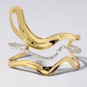 Alexis Bittar Gold and Orbit Wave Bracelet with Pavé Accents